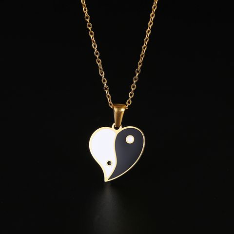 304 Stainless Steel 18K Gold Plated Vintage Style Simple Style Epoxy Plating Round Necklace