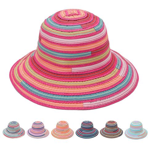 Women's Beach Stripe Big Eaves Straw Hat