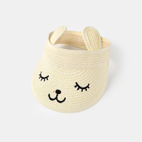 Children Unisex Cute Solid Color Embroidery Sun Hat