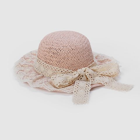 Children Unisex Princess Sweet Solid Color Lace Sun Hat