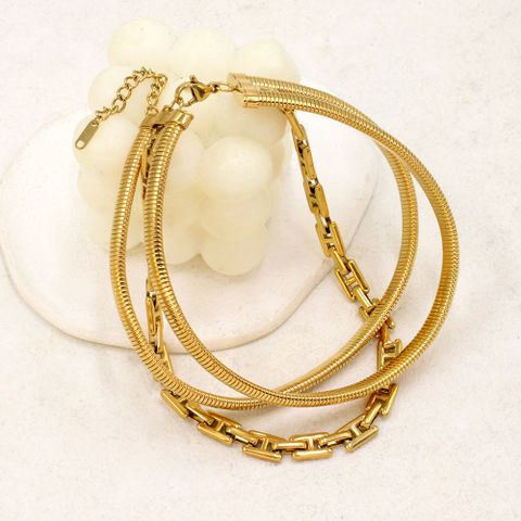 Simple Style Solid Color Stainless Steel Plating Chain Bracelets Necklace