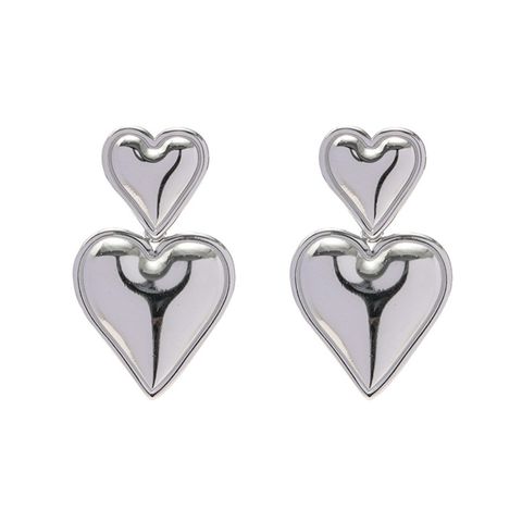 1 Pair Retro Heart Shape Metal Drop Earrings