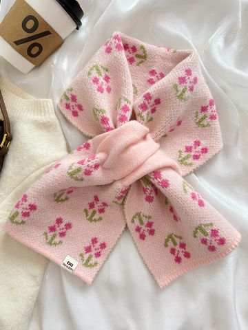 Women's Cute Sweet Flower Polyester Printing Scarf