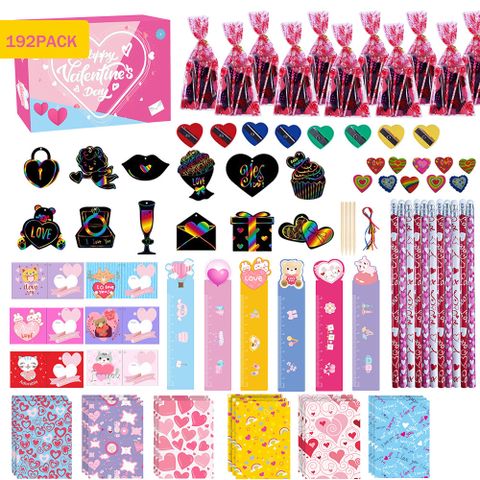 1 Set Heart Shape Class Learning Valentine's Day Mixed Materials Cute Stationary Sets