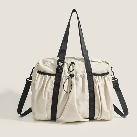 Women's Medium Canvas Color Block Streetwear Sports Square Zipper Shoulder Bag Crossbody Bag