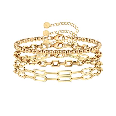 Casual Classic Style Paper Clip Copper Layered Plating 14k Gold Plated Bracelets