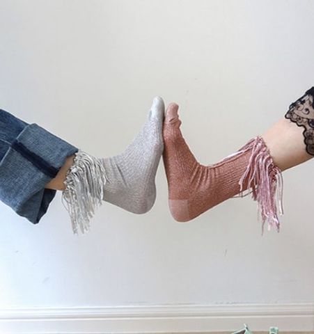 Women's Sweet Solid Color Polyacrylonitrile Fiber Tassel Crew Socks 1 Piece