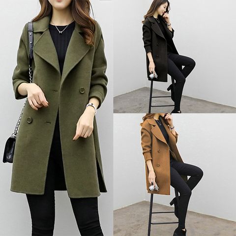 Foreign Trade Explosion 2022 Autumn And Winter New Coat Woolen Coat Women's Mid-length Cocoon Shaped Double Breasted Woolen Loose Slimming