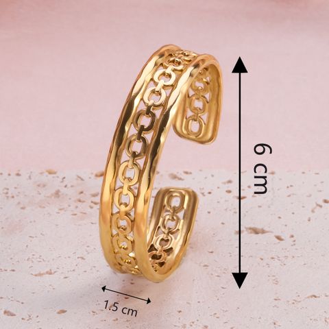 Casual Classic Style C Shape Lines Snake 304 Stainless Steel 18K Gold Plated Bangle In Bulk
