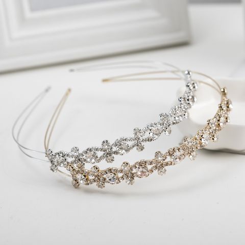 Women's Simple Style Solid Color Metal Diamond Hair Band