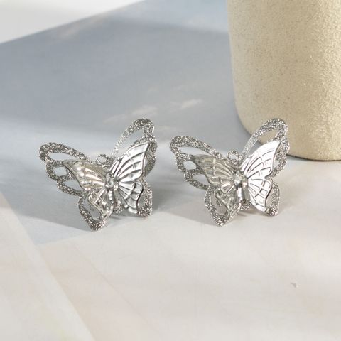 1 Pair Simple Style Butterfly Plating Copper Ear Studs