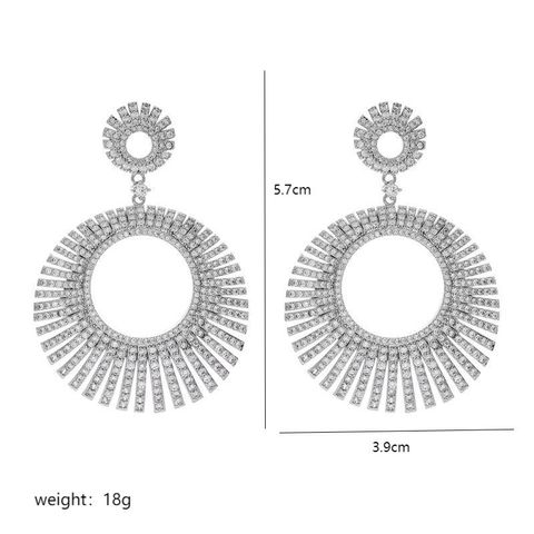 1 Pair Retro Luxurious Circle Plating Inlay Copper Zircon White Gold Plated Drop Earrings