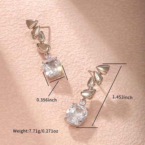 1 Pair Lady Geometric Plating Inlay Alloy Artificial Gemstones White Gold Plated Drop Earrings