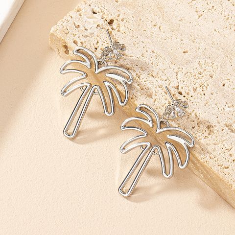 1 Pair Beach Coconut Tree Plating Inlay Alloy Artificial Pearls Gold Plated Drop Earrings