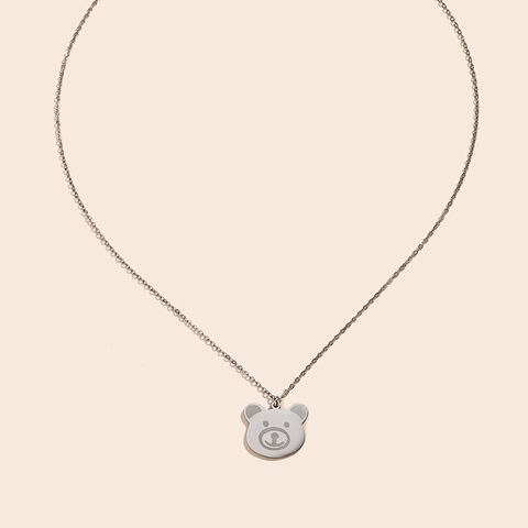 Casual Cute Sweet Bear Stainless Steel Pendant Necklace