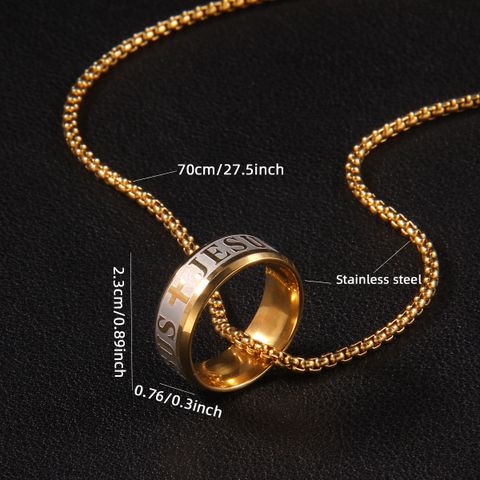 Classic Style Letter 201 Stainless Steel Gold Plated Men's Necklace