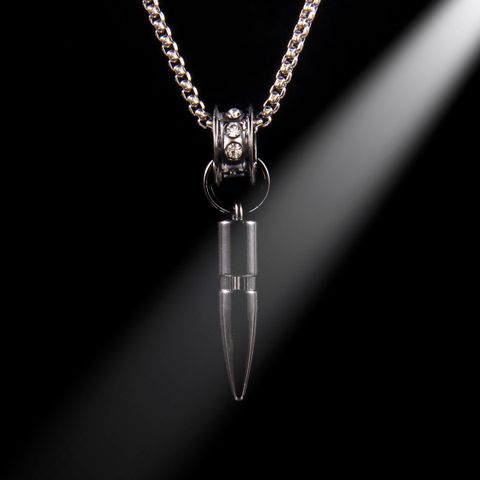 Estilo Clásico Bala Acero Inoxidable 201 Aleación De Zinc Diamante De Imitación Hombres Collar