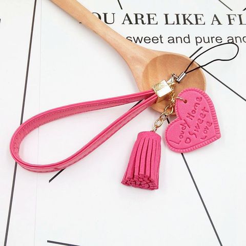 Sweet Heart Shape Pu Leather Plating Bag Pendant Keychain
