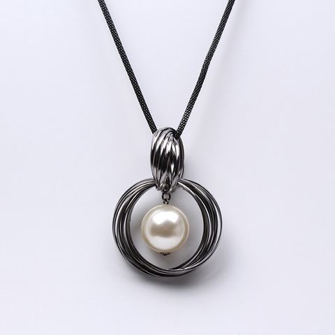 Classic Style Round Imitation Pearl Women's Sweater Chain