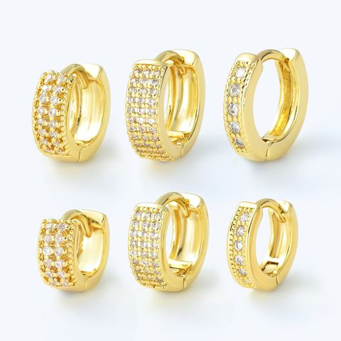 1 Piece Cute Sweet Solid Color Plating Inlay Brass Zircon 18k Gold Plated Silver Plated Earrings