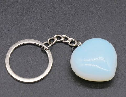 Simple Style Heart Shape Natural Stone Polishing Crystal Keychain