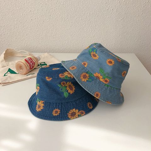 Girl's Simple Style Color Block Bucket Hat