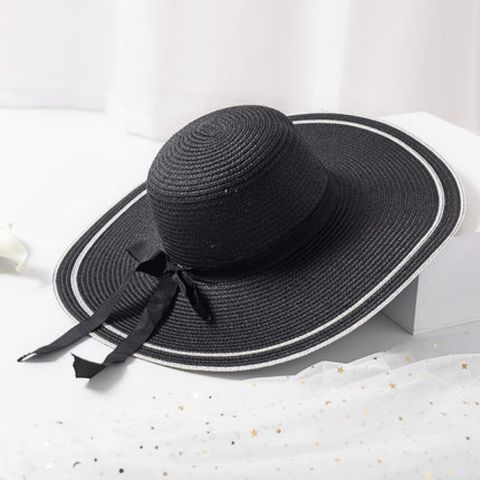 Women's Simple Style Classic Style Color Block Wide Eaves Straw Hat