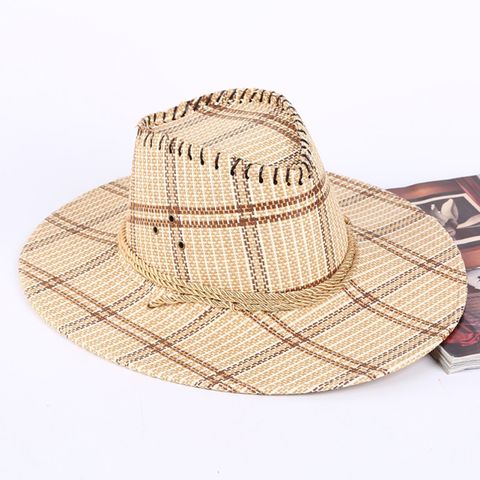Women's Simple Style Color Block Flat Eaves Straw Hat