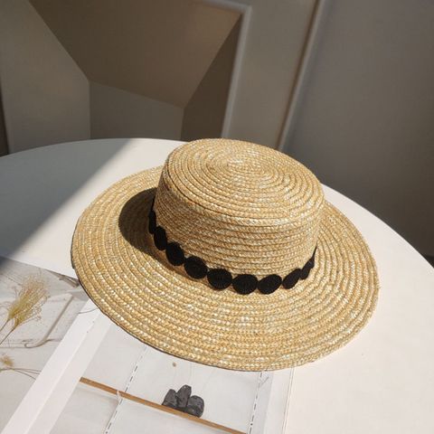 Women's Simple Style Commute Color Block Flat Eaves Straw Hat