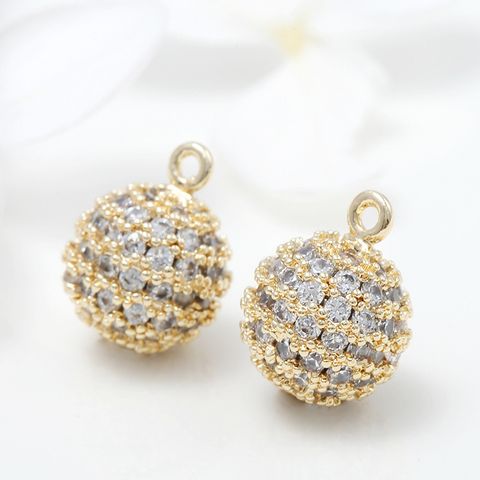 Simple Style Ball Copper Plating Inlay Zircon 14k Gold Plated Jewelry Accessories