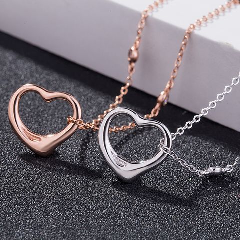 Simple Style Heart Shape Sterling Silver Plating Pendant Necklace
