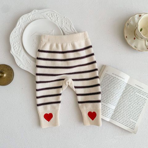Casual Stripe Solid Color Cotton Pants & Leggings