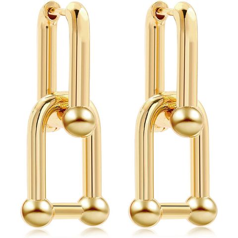 1 Pair Streetwear Solid Color Plating Chain Copper Drop Earrings