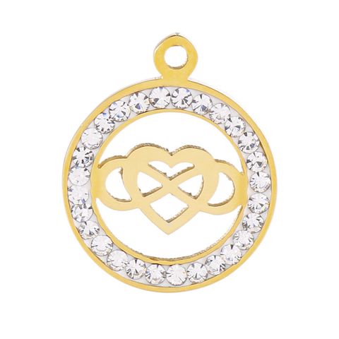 1 Piece Stainless Steel Zircon 18K Gold Plated Infinity Heart Shape