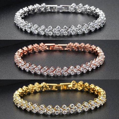 Simple Style Heart Shape Artificial Crystal Alloy Wholesale Bracelets
