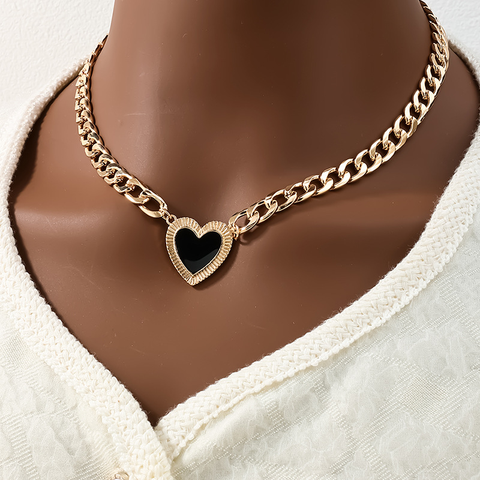 Lady Heart Shape Alloy Metal Women's Necklace