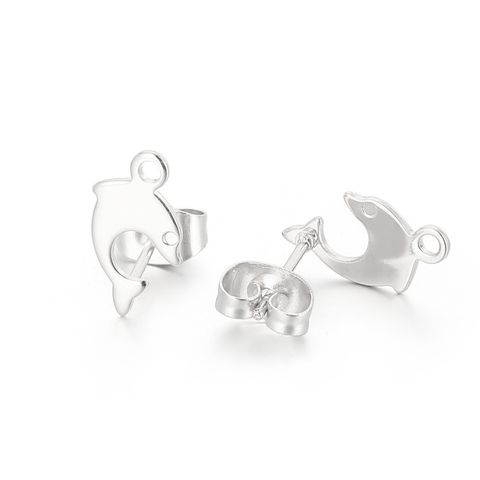 1 Pair Simple Style Dolphin Plating Stainless Steel 18K Gold Plated Ear Studs