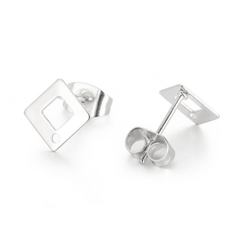1 Pair Simple Style Square Plating Stainless Steel 18K Gold Plated Ear Studs