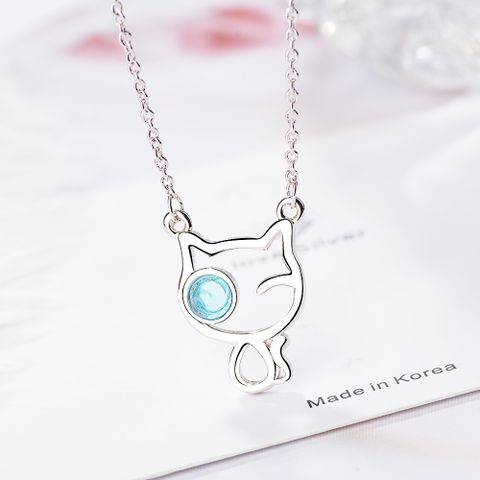 Simple Style Commute Solid Color Copper Inlay Zircon Pendant Necklace