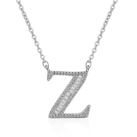 Simple Style Letter Copper Inlay Zircon Pendant Necklace