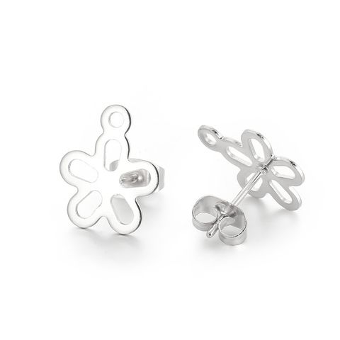 1 Pair Simple Style Flower Plating Stainless Steel 18K Gold Plated Ear Studs