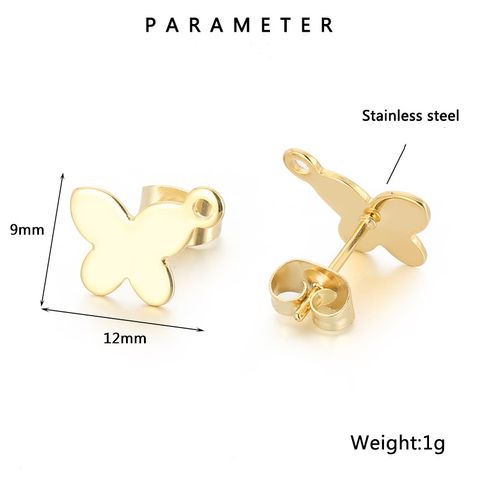 1 Pair Simple Style Butterfly Plating Stainless Steel 18K Gold Plated Ear Studs