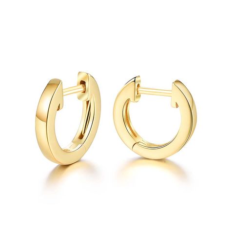 1 Pair Elegant Simple Style Geometric Circle Plating Sterling Silver Hoop Earrings