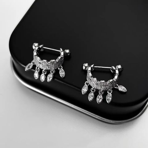 1 Pair Ig Style Geometric Tassel Plating Inlay Sterling Silver Zircon Earrings