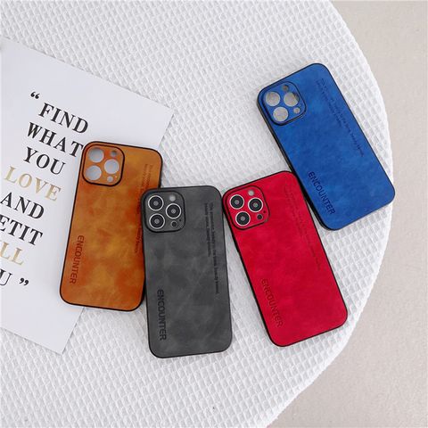 Retro Simple Style Solid Color Imitation Leather   Phone Cases