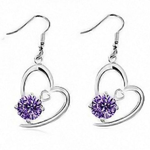 Wholesale Simple Heart Zircon Two Tone Ladies Pendant Necklace Earring Set
