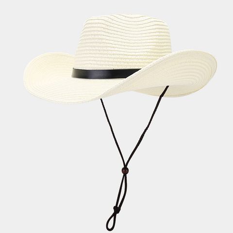 Women's Retro Ethnic Style Solid Color Crimping Straw Hat