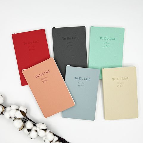 1 Piece Solid Color Class Learning Pu Leather Pastoral Notebook