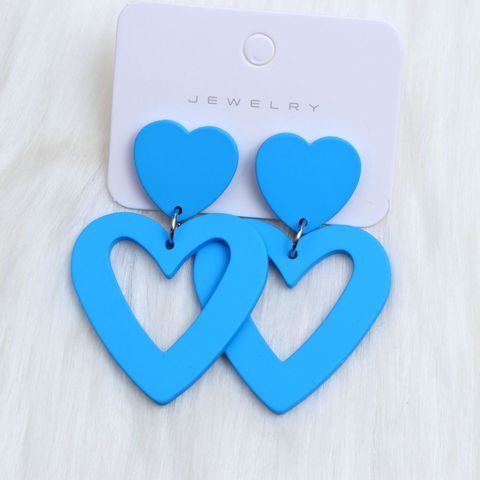 1 Pair Lady Heart Shape Spray Paint Arylic Drop Earrings