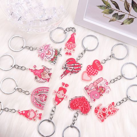 Casual Letter Heart Shape Stainless Steel Printing Valentine's Day Bag Pendant Keychain